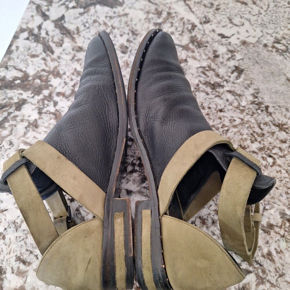 Freda Salvador Ankle Wrap Loafers boots Black Green Size 7 - Picture 7 of 12